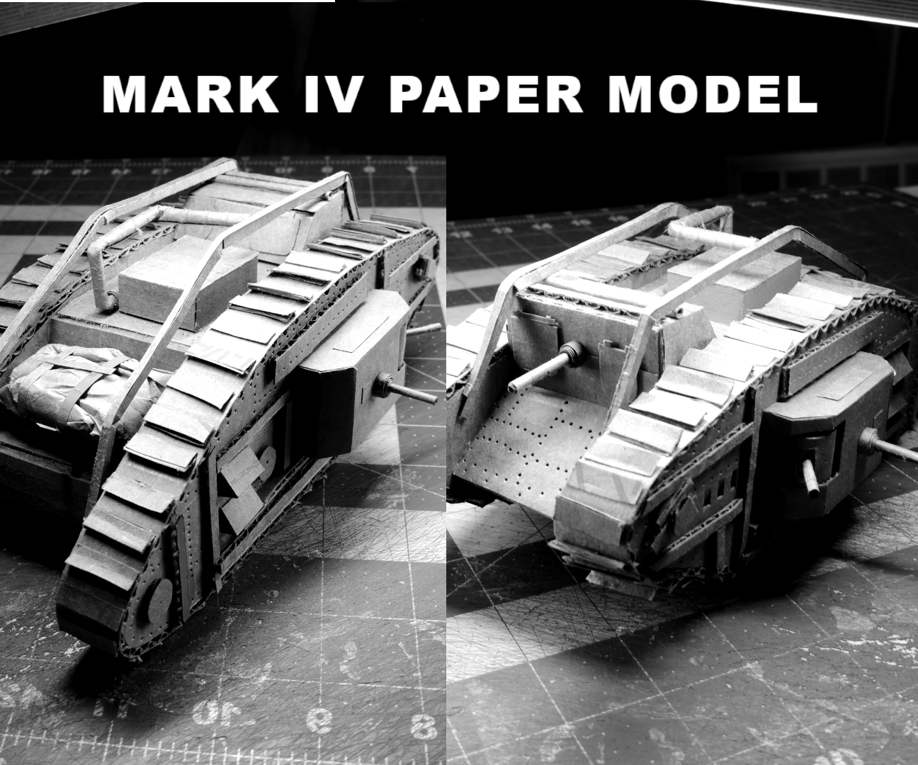 The ULTIMATE Cardboard Model Mark IV Tank With Army Men Figurines